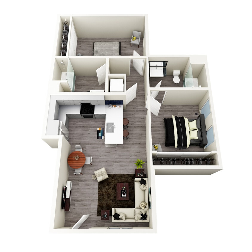 Two Bed, Two Bath, 967 sq ft - 2x2 A