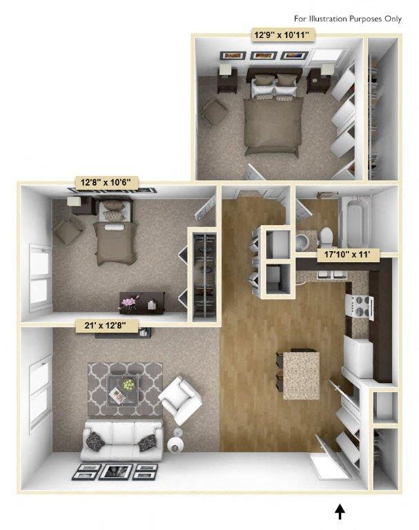 Floor Plan - Regal - Two Bedroom One Bath