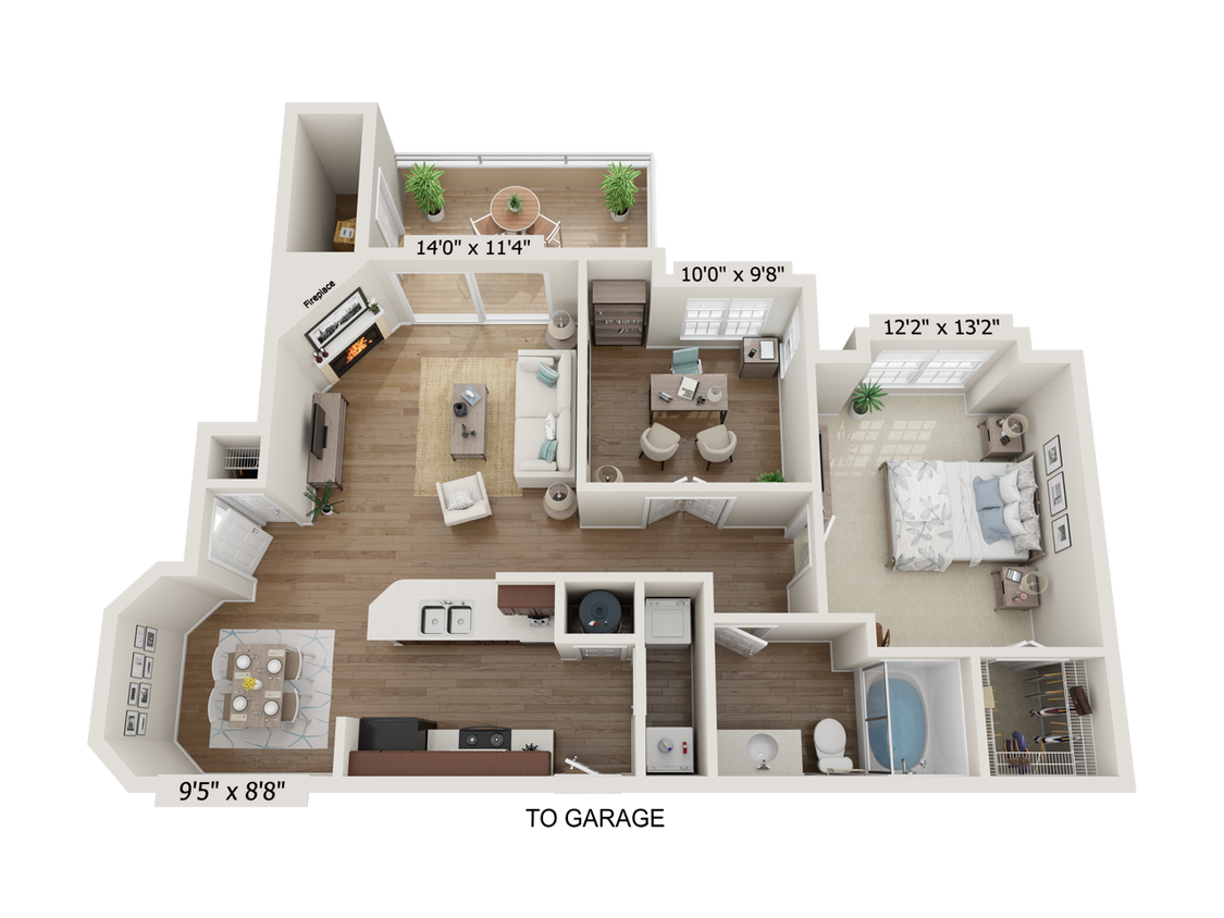 Floor Plan - A3R - 1x1 with Den