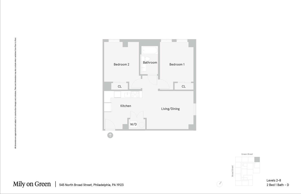 Mily on Green - Floor Plan - 2 Bed 1 Bath - D - 2 Bed 1 Bath - D