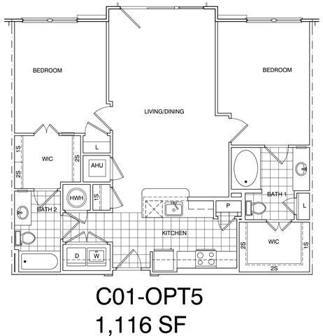 Floor Plan - 2 Bedroom, 2 Bath 1116 SF C1