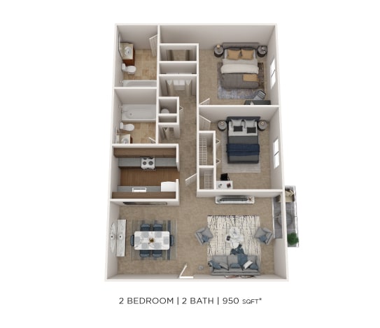 Floor Plan - Two Bedroom 2 Bath