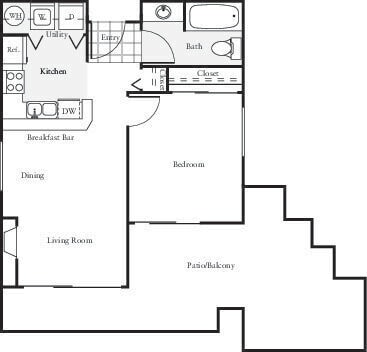 Floor Plan - 1x1 - D