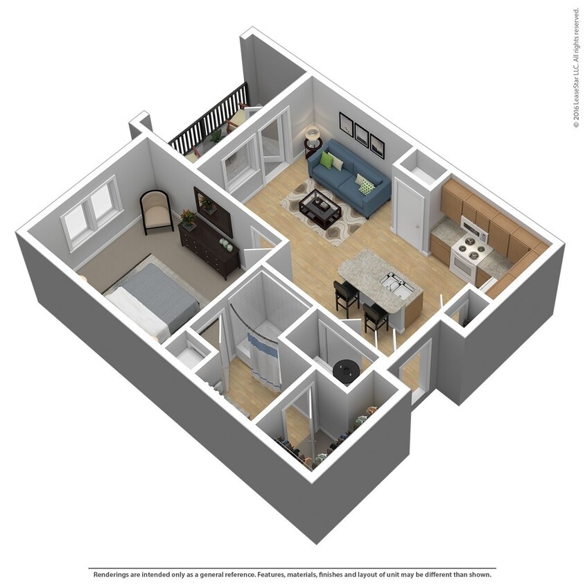 Floor Plan - 1 Bed 1 Bath 730 SqFt (648 Net)