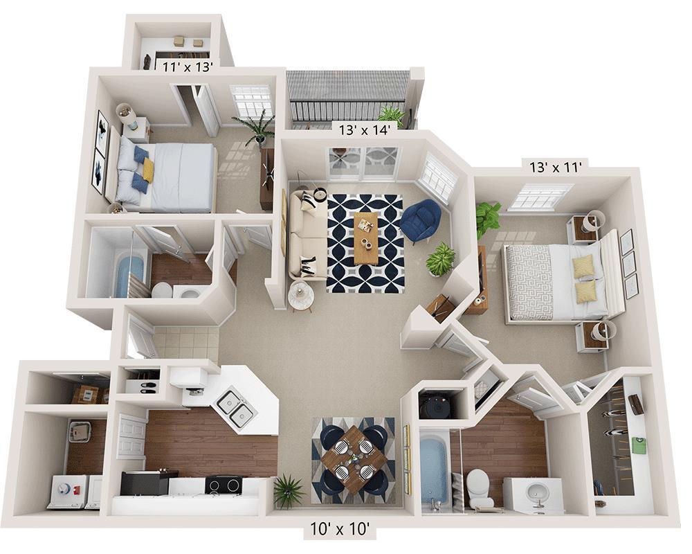 Floor Plan - Two Bedroom B2A