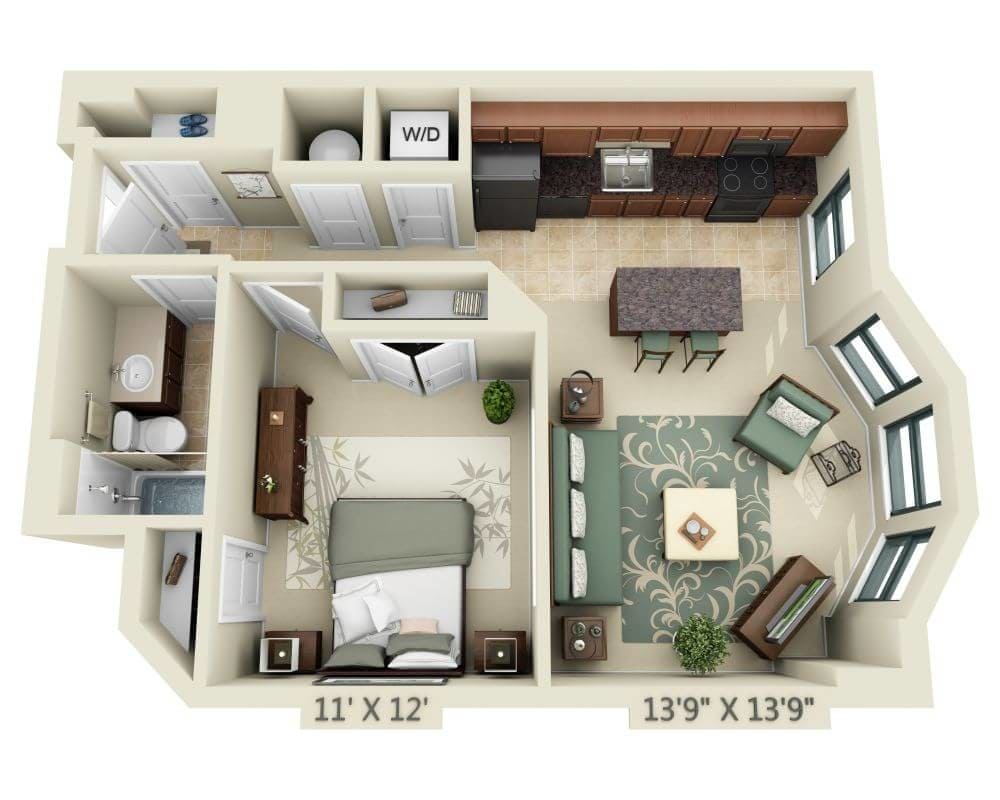 Floor Plan - One Bedroom A1B