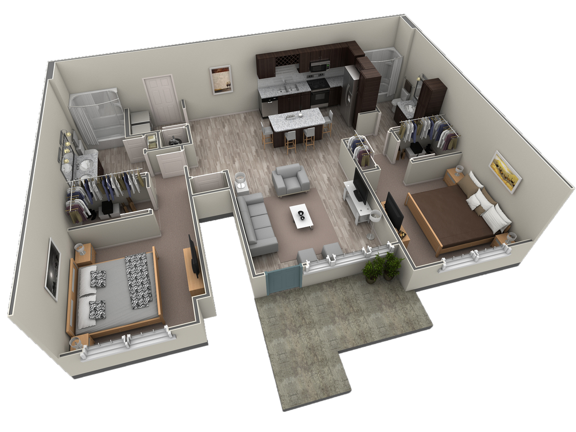 Floor Plan - 2 BR Grand Courtyard