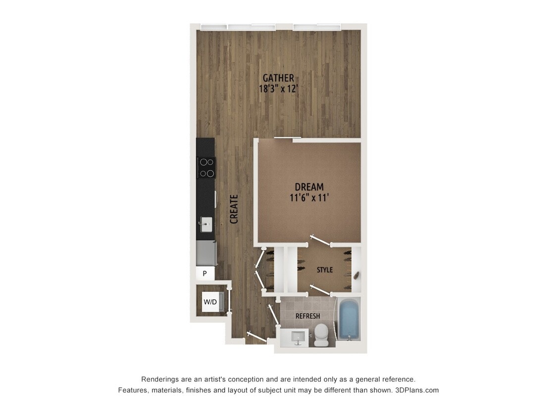Floor Plan - Jr One Bedroom JA1