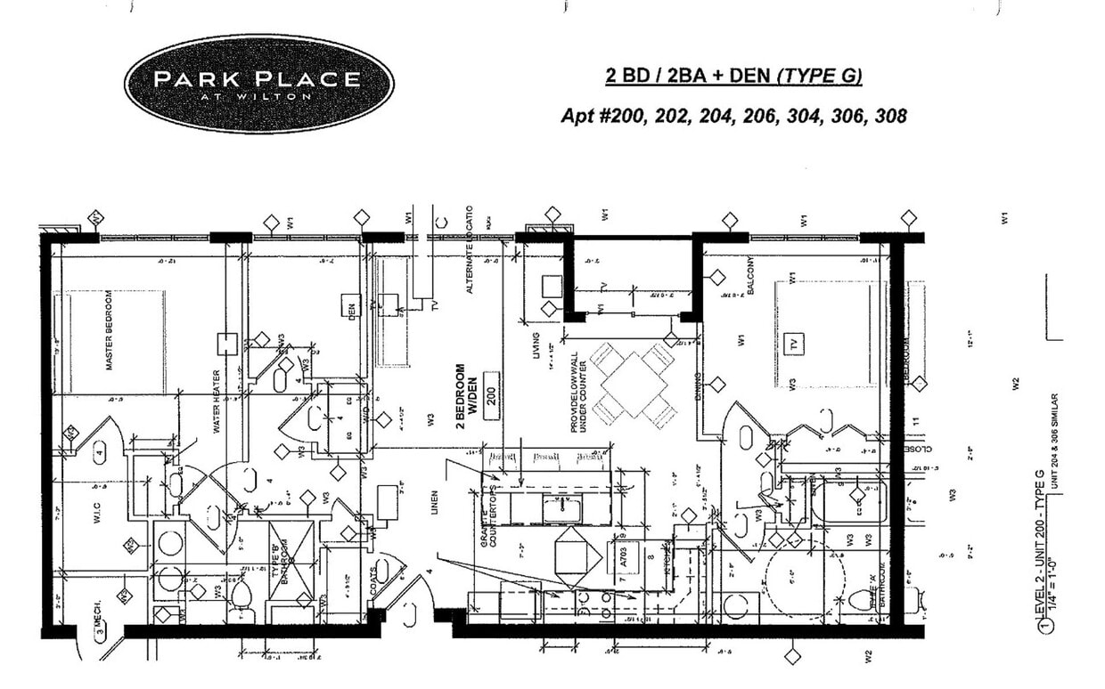 Floor Plan - 2BD/2BA - Den (G&G1)