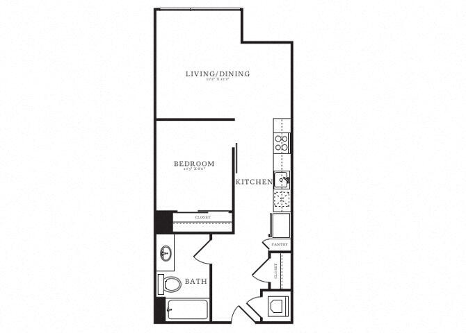 Floor Plan - Jr 1 Bed/1 Bath-B1A.2