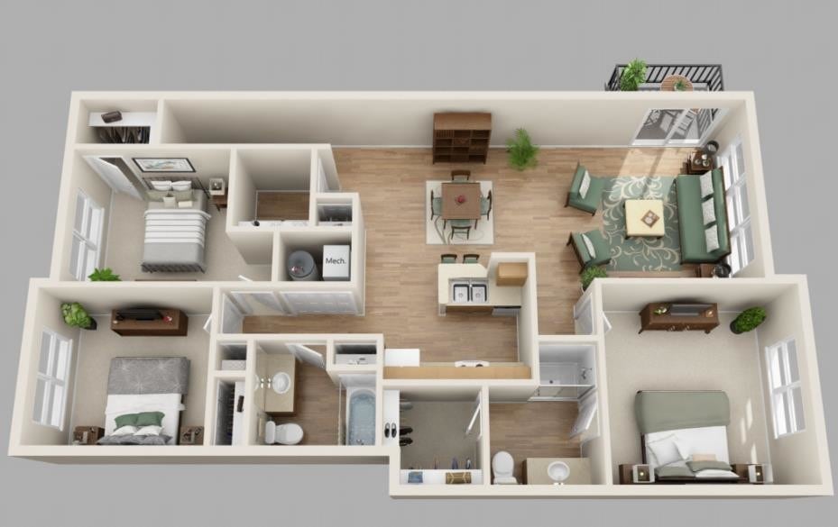Floor Plan - 3 bd 2 bth 7&8 Upper