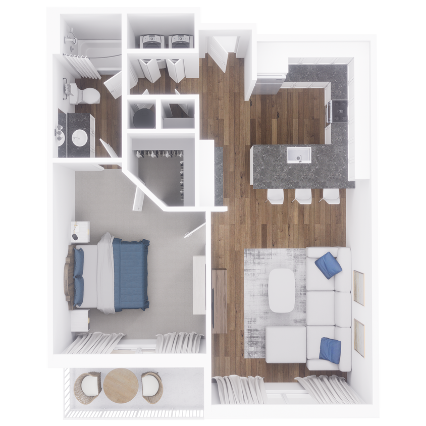 Floor Plan - 1x1 763 sqft