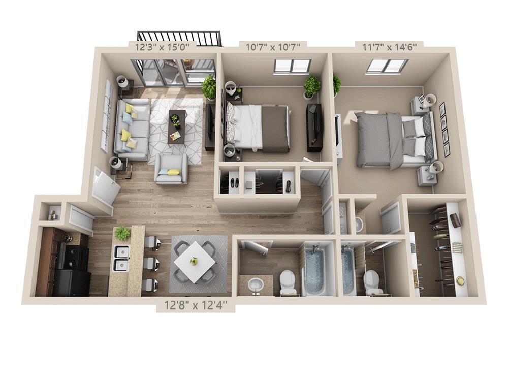 Floor Plan - Two Bedroom B2OW