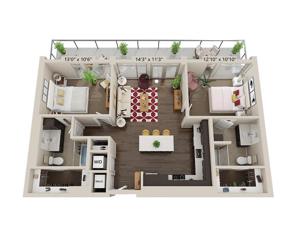 Floor Plan - Two Bedroom B2C