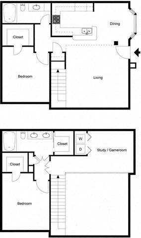 Floor Plan - 2 Bedroom 2 Bath - TH