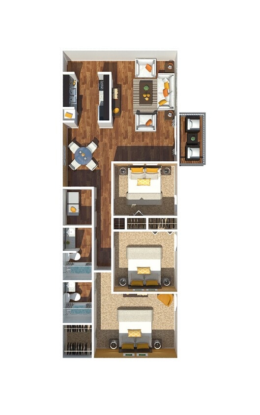 3 Bedroom 1260 - Three Bedroom | Two Bathroom