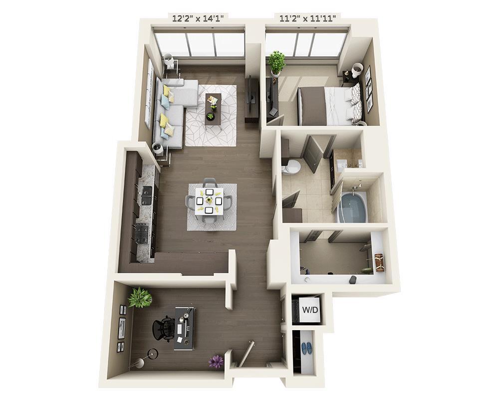Floor Plan - One Bedroom A1CD