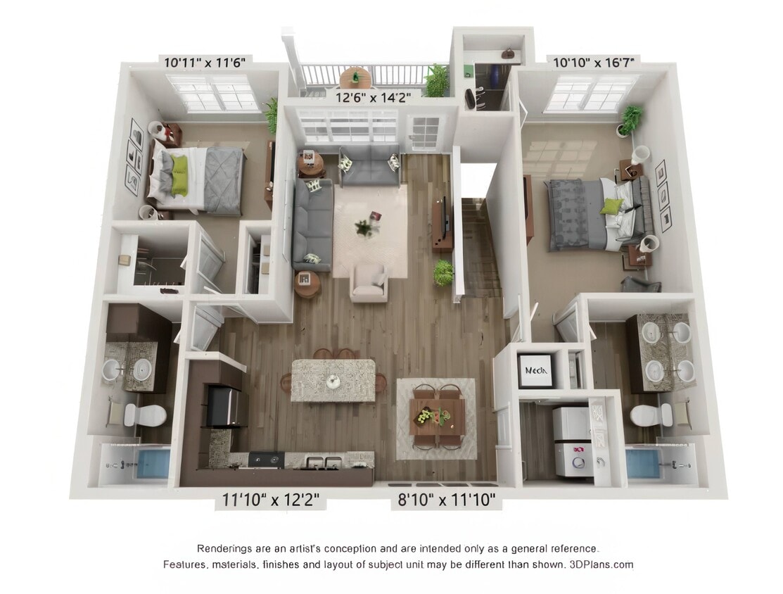 Floor Plan - 2 Bedrooms, 2 Bathrooms
