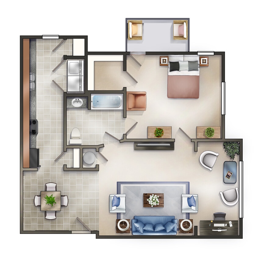 Brown with Sunroom and Balcony - The York w/Sunroom