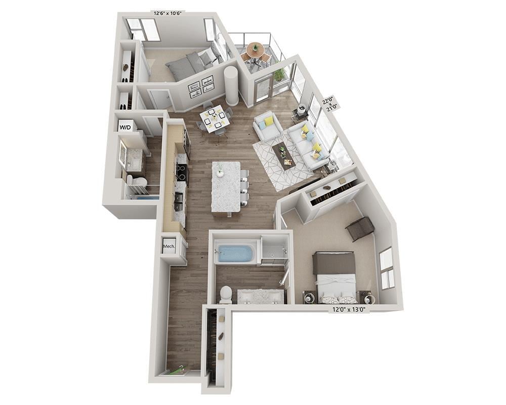 Floor Plan - Two Bedroom B2U
