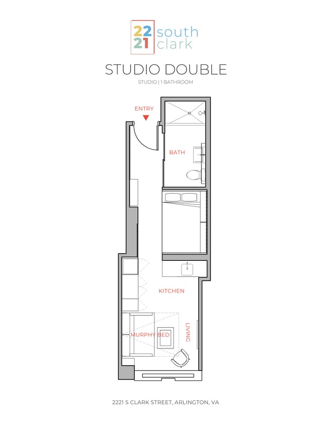 Floor Plan - 1 Bed 1 Bath - 326 sqft