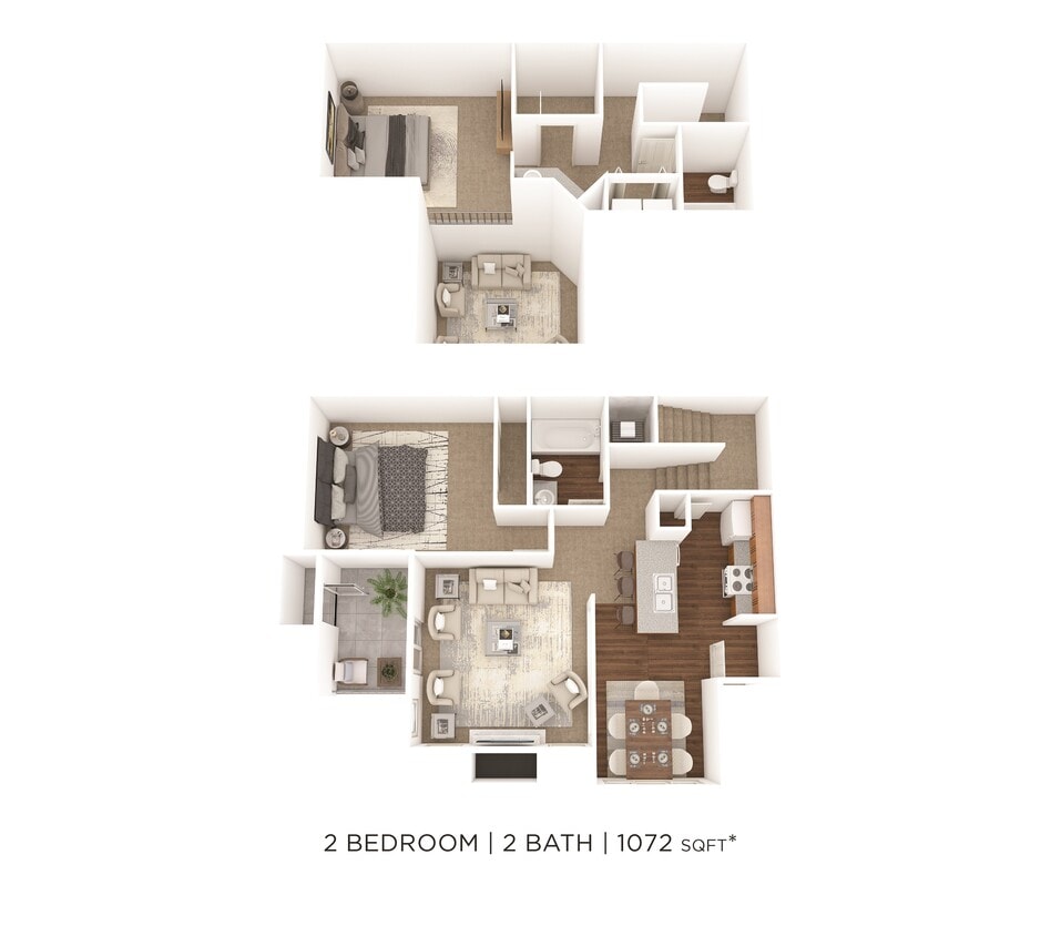 Floor Plan - Two Bedroom 2 Bath Townhome