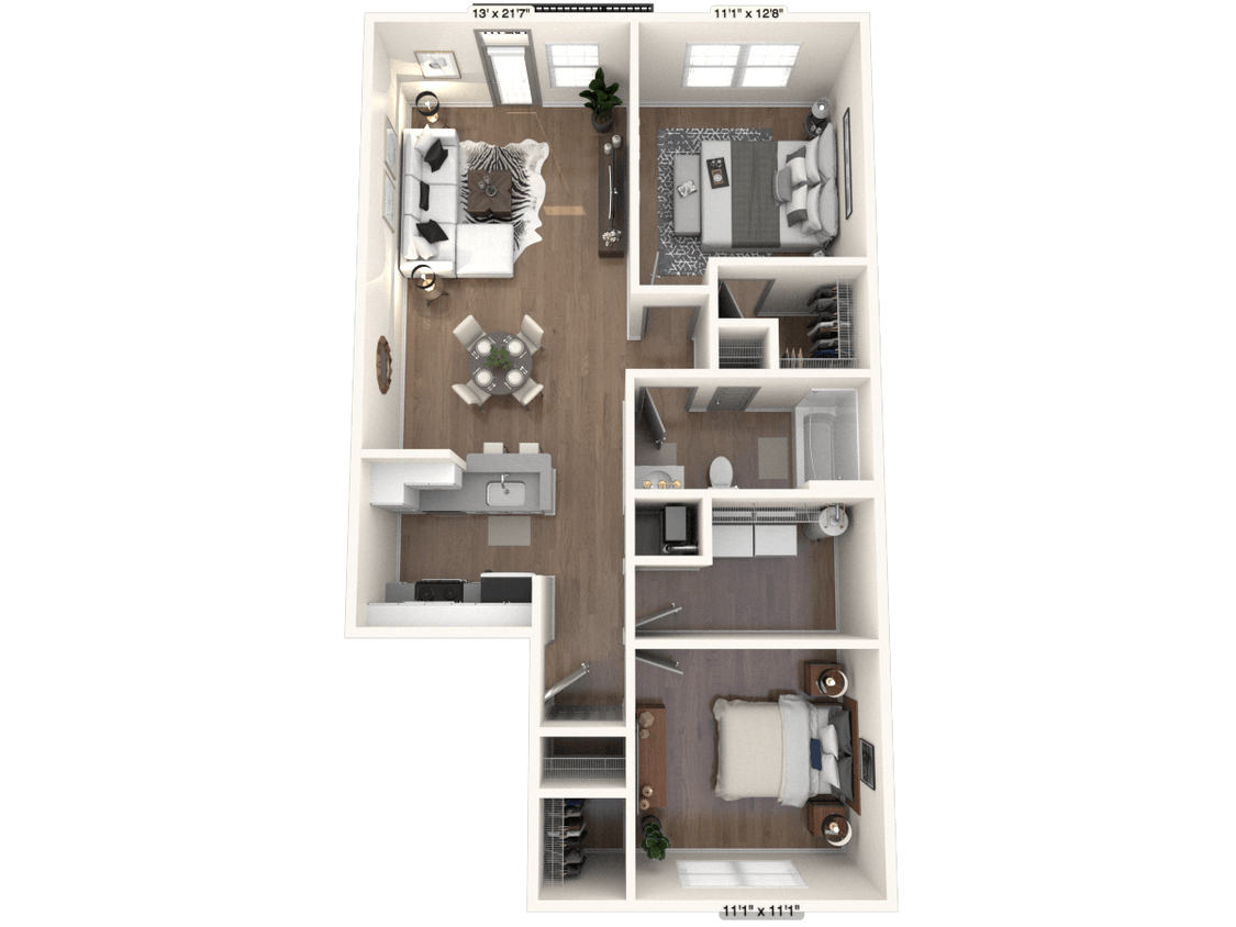 Floor Plan - The Benton 2 BR 1 BA