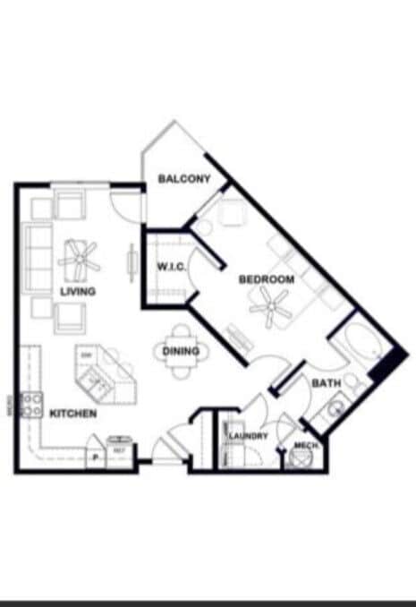 Floor Plan - A3 809sf 1/1