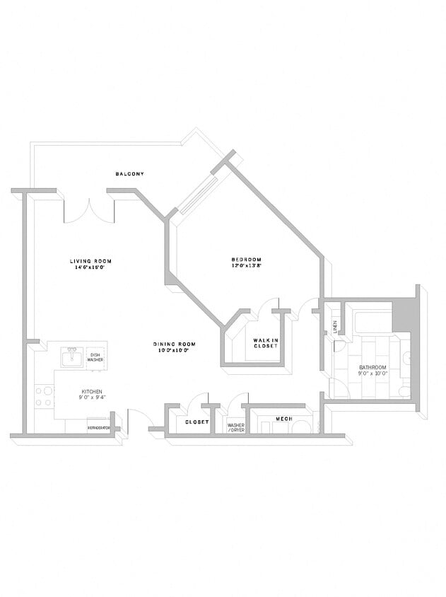 Floor Plan - 1 Bed 1 Bath A9