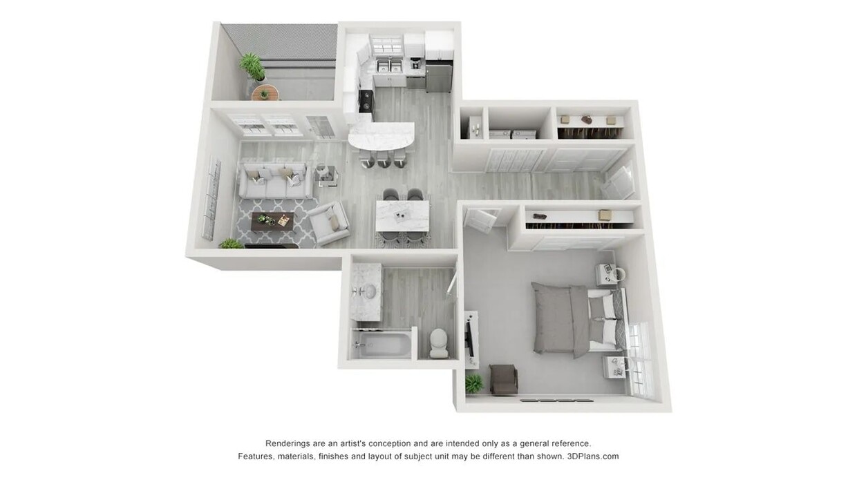 A photo of our 1x1 floor plan, The Steel. - The Magnolia Villa