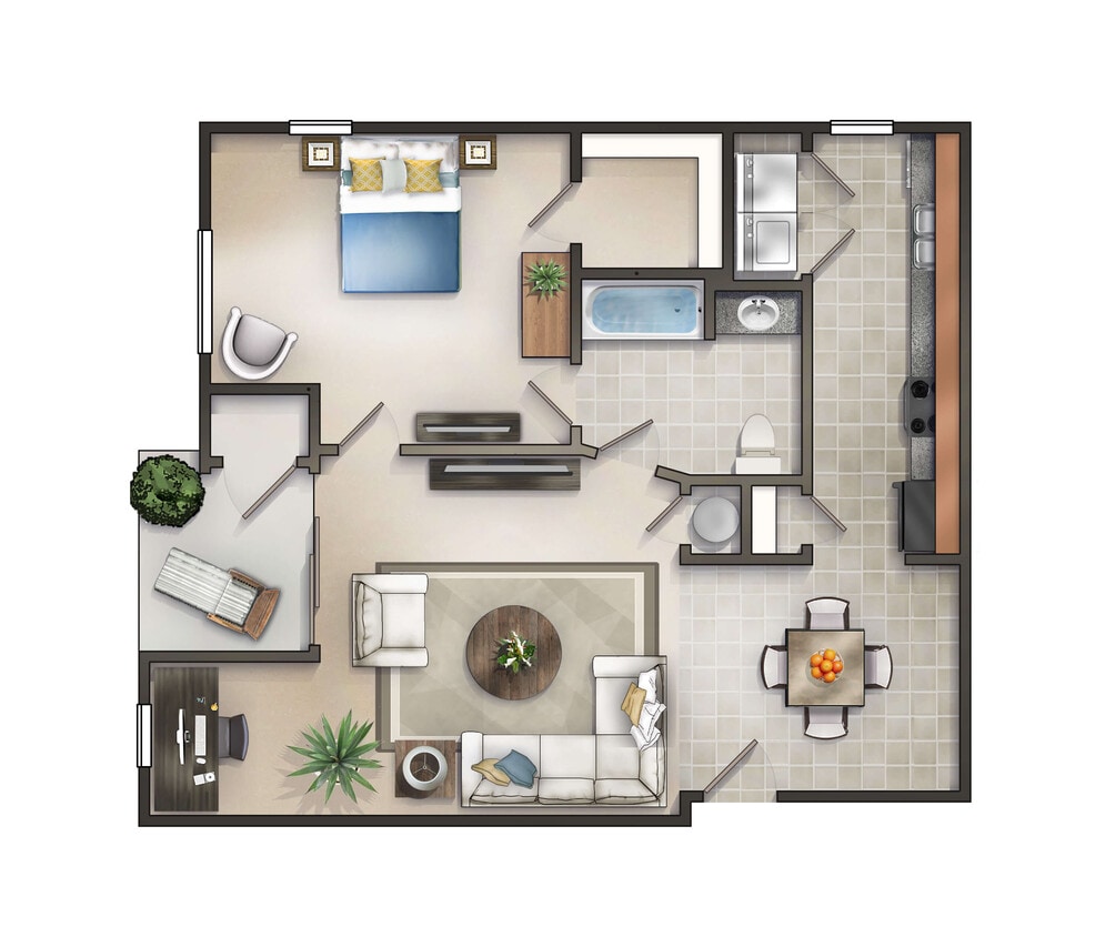 The Dogwood with Patio 1Bed 1Bath - Dogwood