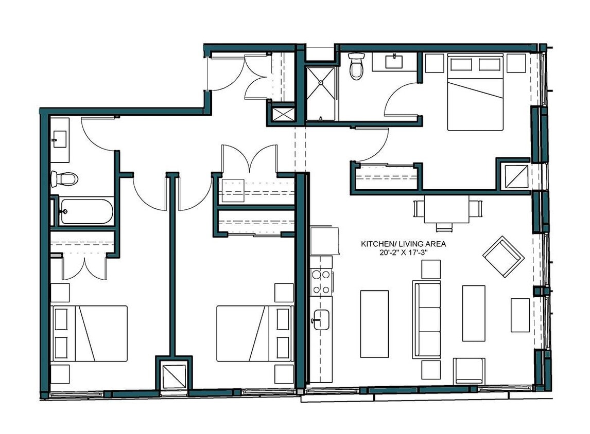 Floor Plan - 3 Bed/2 Bath-E4