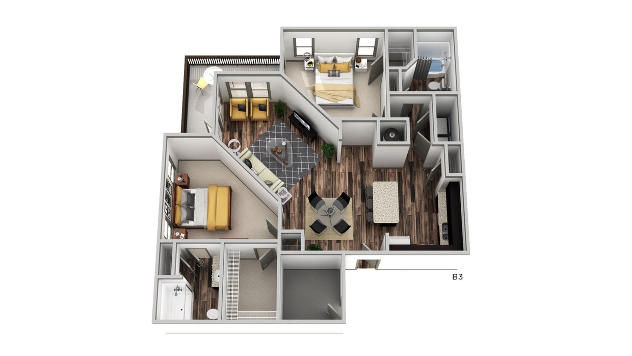 ThwSovereign_3DFloorplan_B3_123019.jpg - B3 - Two Bedroom, Two Bathroom