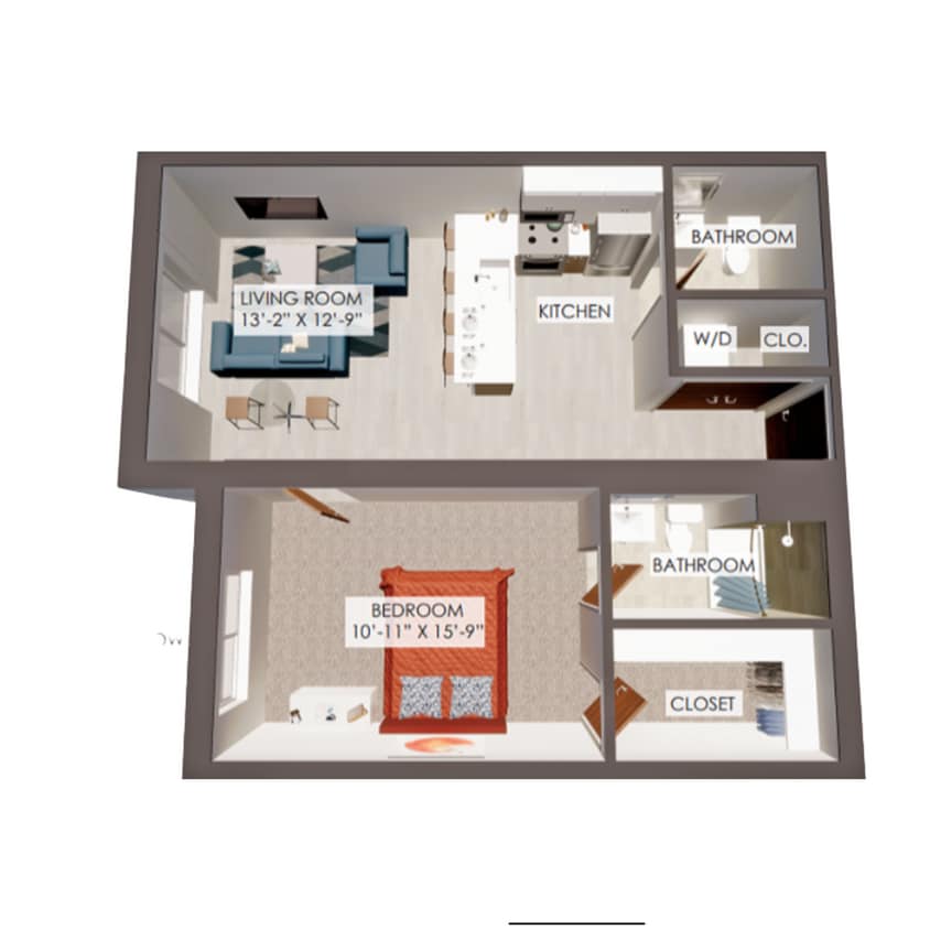 1Bed/1.5Bath - 1DD