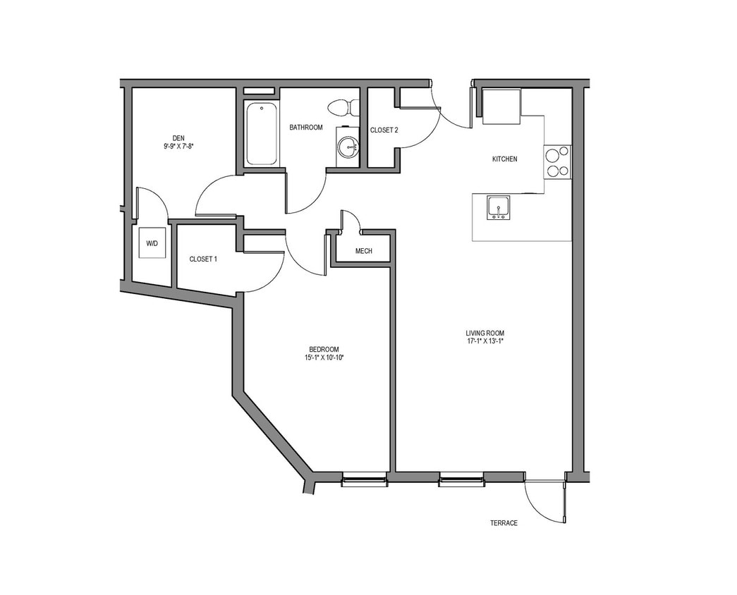 Floor Plan - One Bedroom with Den