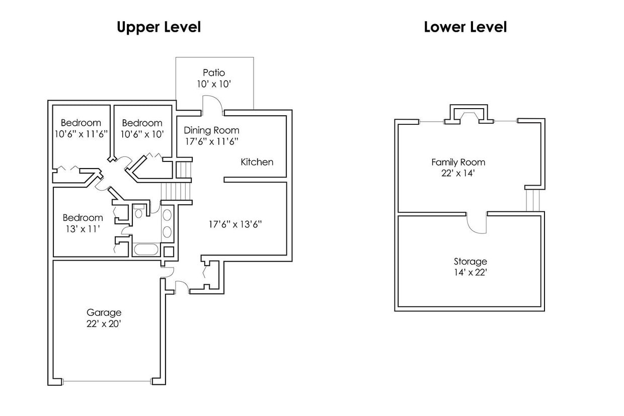 Floor Plan - 3 Bedroom 1 Bath Twinhome