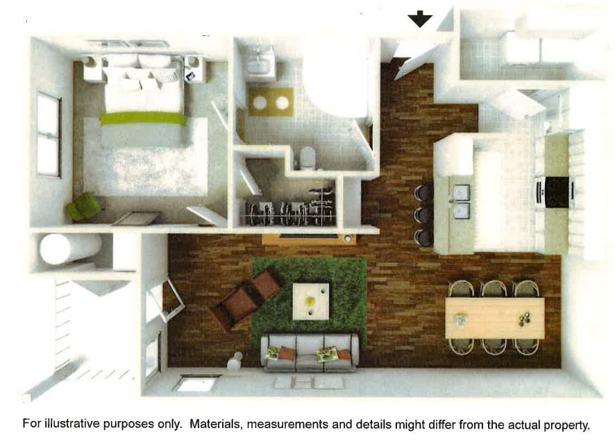 Floor Plan - 1 Bedroom 1 Bath