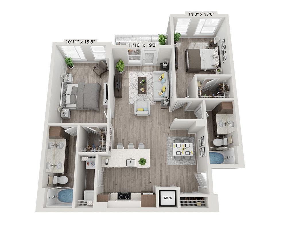 Floor Plan - Two Bedroom B2M
