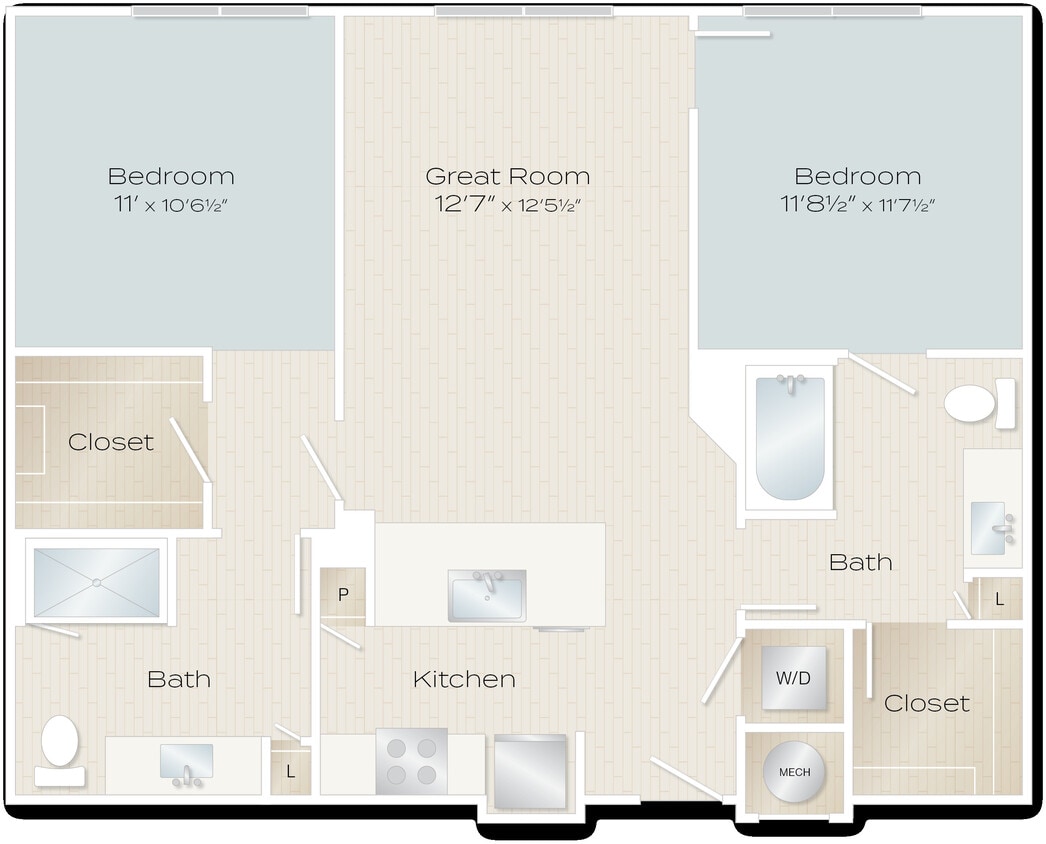 Express Floor Plan 2 bedrooms 2 baths 1,008 sq ft - Express