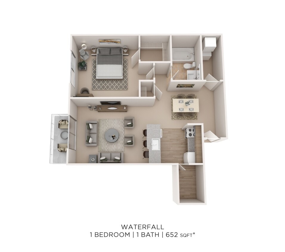 Floor Plan - One Bedroom - 652 sqft