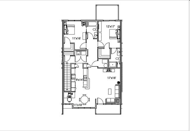 2BR/2BA - Second Floor