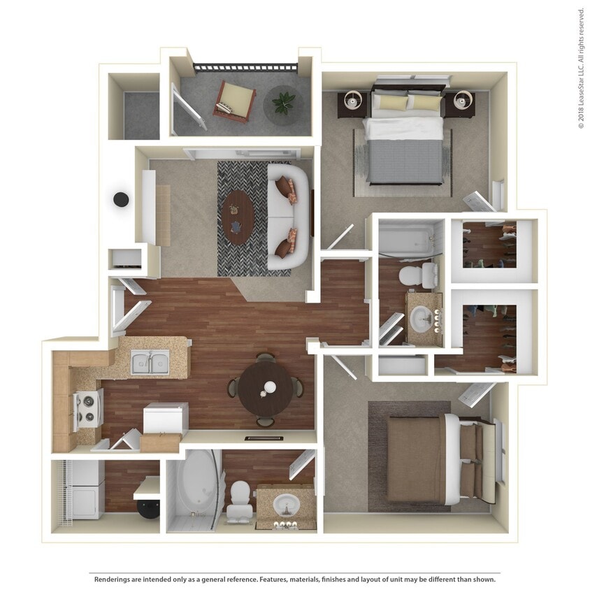 Floor Plan - 2 Bed 2 Bath 1156 SqFt (1062 Net)