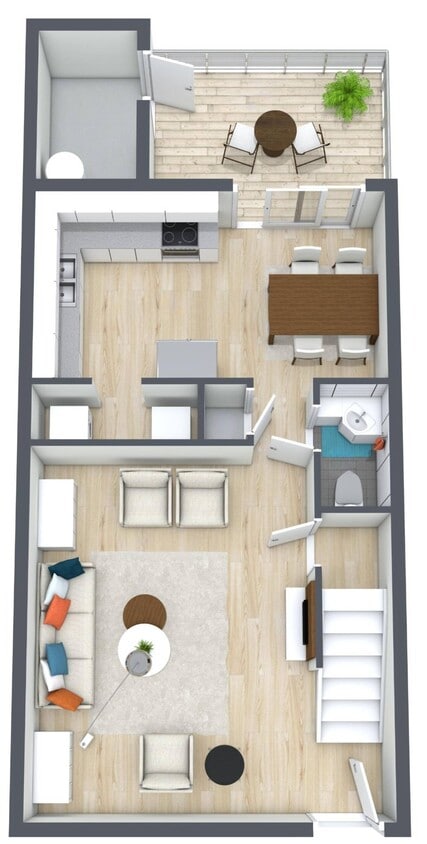 Floor Plan - 2BR - 1.5BTH Townhome