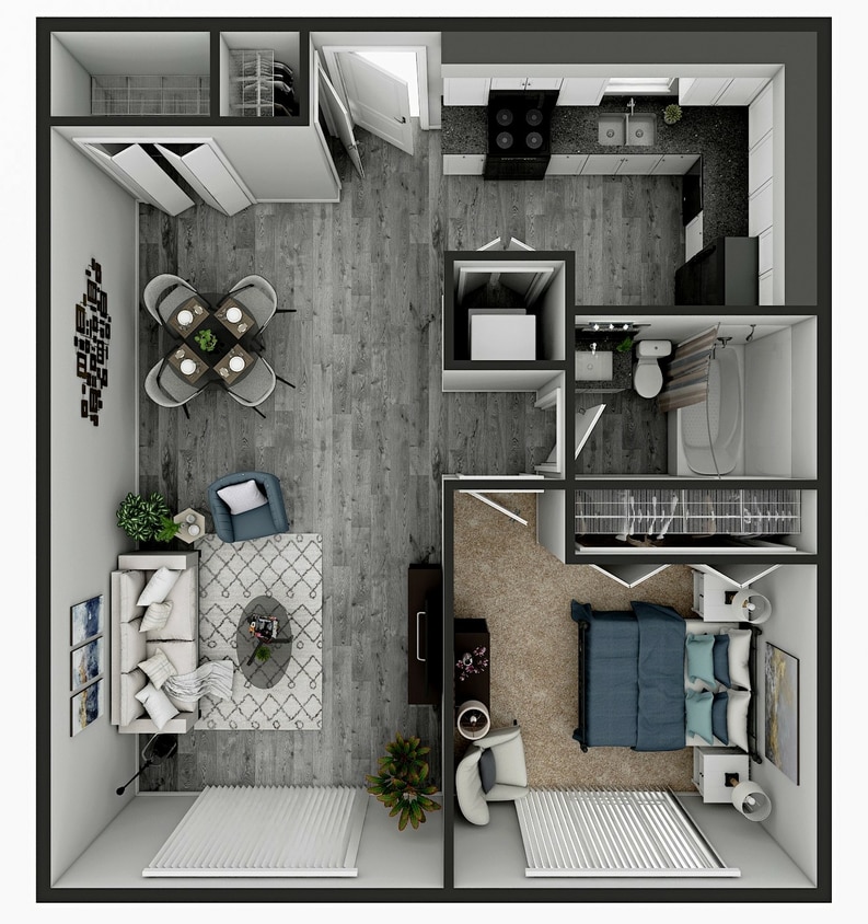 PR_OneBedroomV2_ThePops_FloorPlan.jpg - 1 Bedroom 1 Bathroom