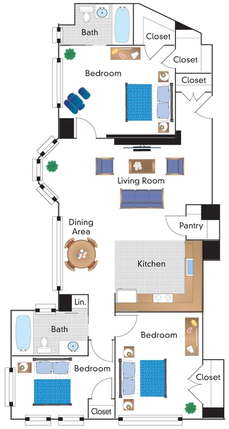 Floor Plan - Renovated 3 Bedroom 12 Tier