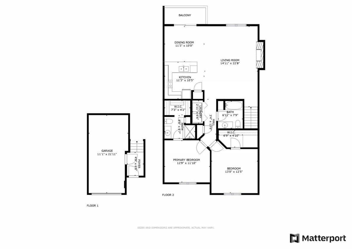 Floor Plan - ARV13 - 2 Bed 2 Bath 2nd Floor 1 Stall Att Gar
