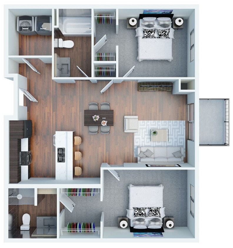 2 Bed Apartment Floorplan - 2 Bed 2 Bath Apartment