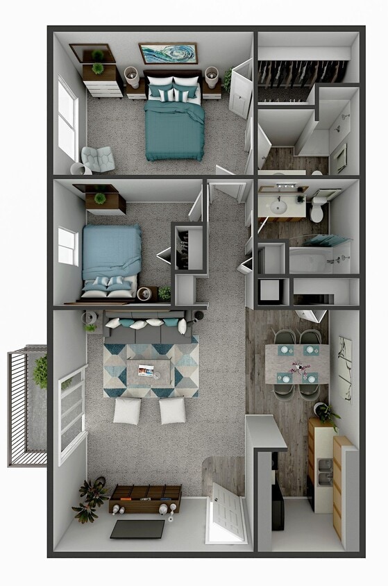 Floor Plan - 2 Bedroom 2 Bath