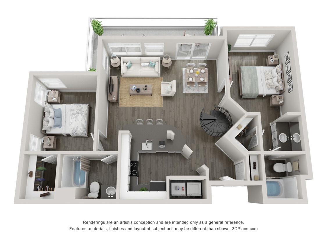 Floor Plan - 2x2D The Marina Loft - Renovated