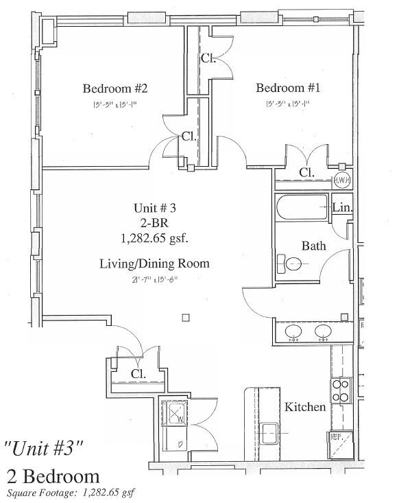Floor Plan - 2-Bed/1-Bath